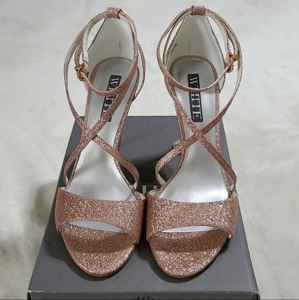 White by Vera Wang Rose Gold Glitter Heels